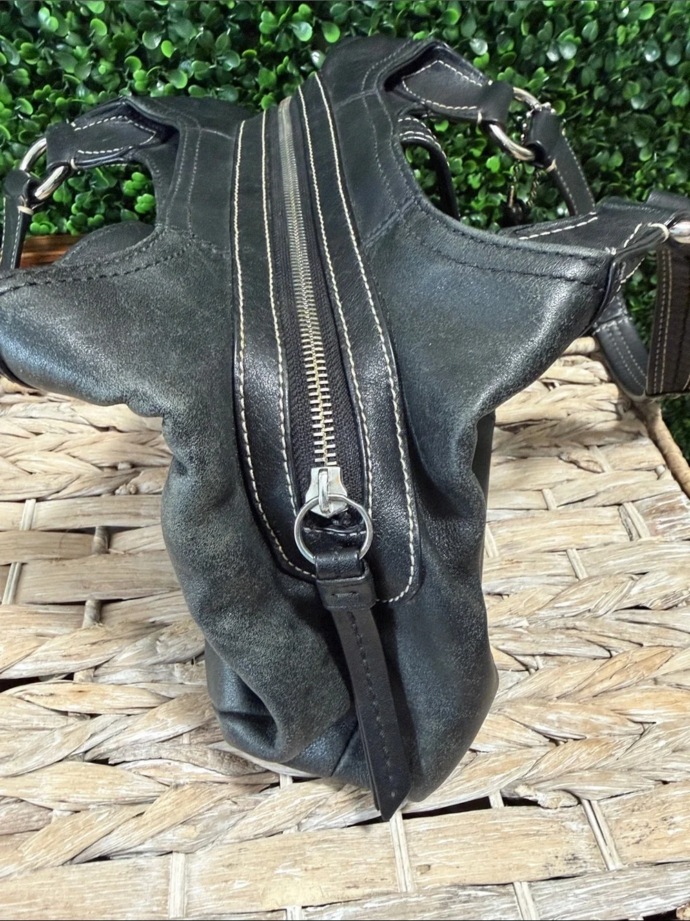 Coach SoHo Lynn Black Leather Shoulder Bag with Buckle Detail